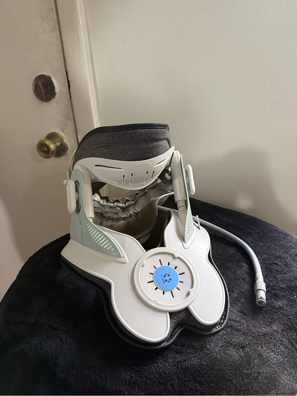 Adjustable White & Light Gray Cervical Neck Support Massager